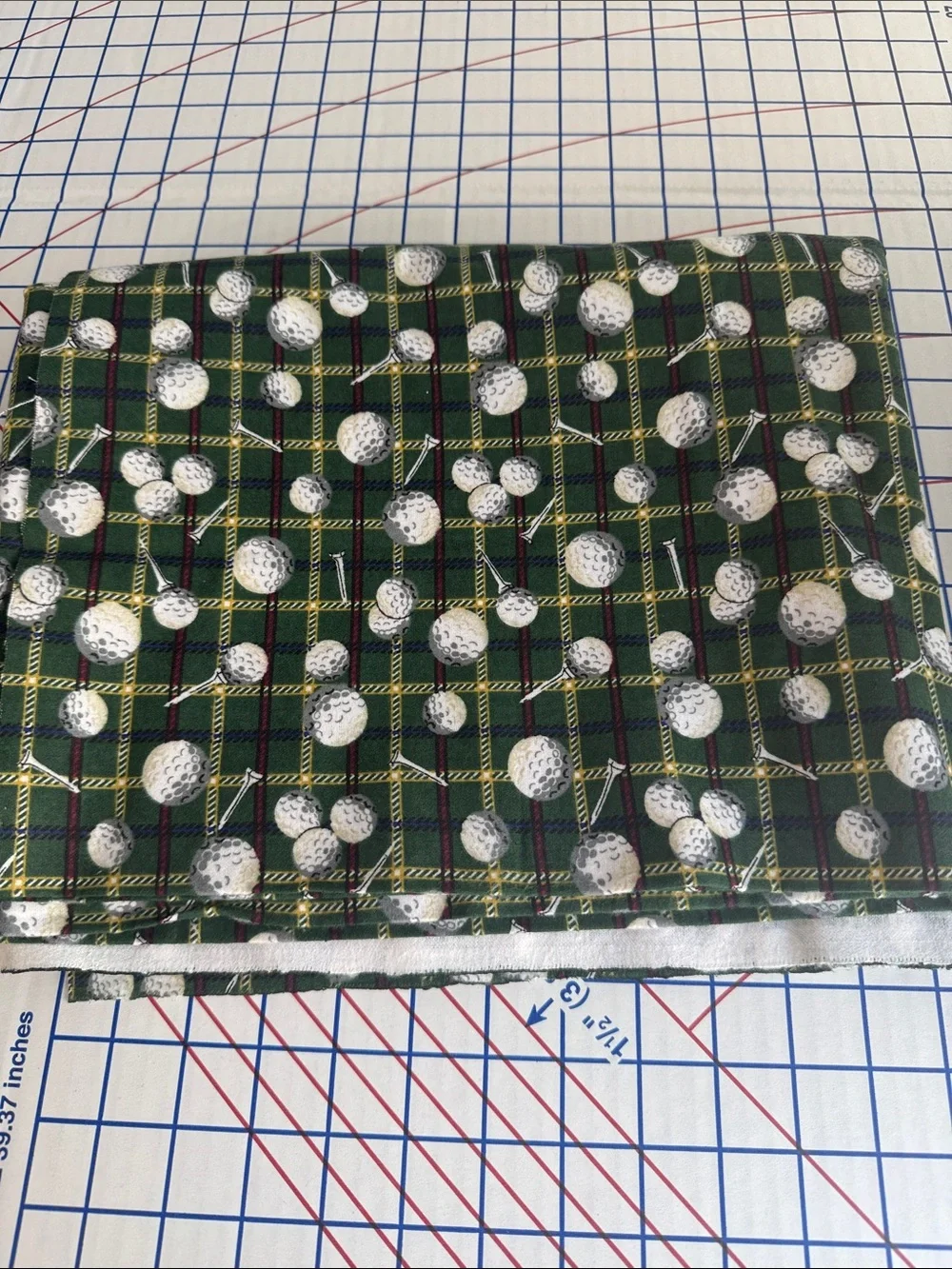 Vintage David Textiles Golf Ball Tartan Flannel Fabric 3 Yards 44” Cotton